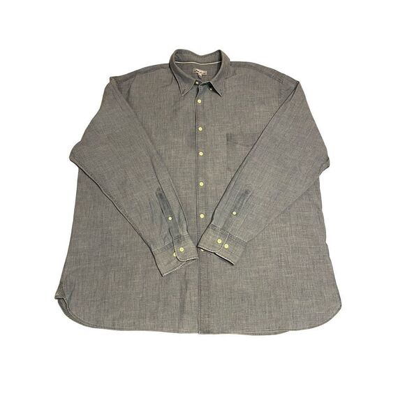 Peter Millar Men's Long Sleeve Dress Shirt Blue Denim Style Logo Blue Size 2XL - Picture 8 of 11